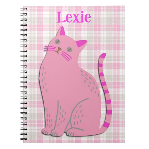 Personal Name Kitty Cat Notebook Journal in Pink