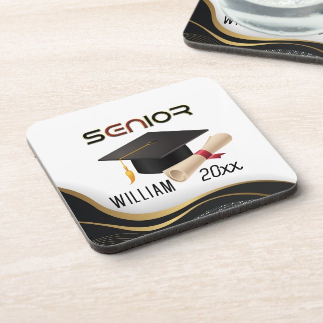 Personal Name, Senior graduated 2023  Beverage Coaster (Left Side)