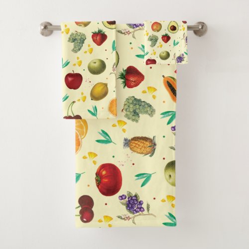 Personal Name Tropical Fruit And Vegetable Bath Towel Set