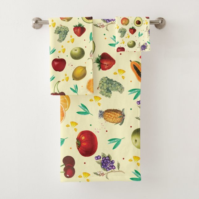 Personal Name Tropical Fruit And Vegetable Bath Towel Set (Insitu)