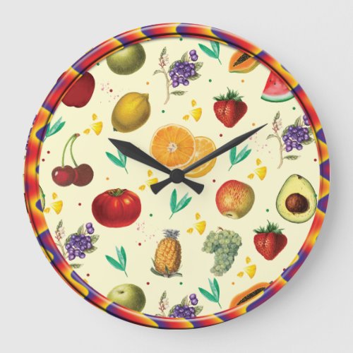 Personal Name Tropical Fruit And Vegetable Large Clock