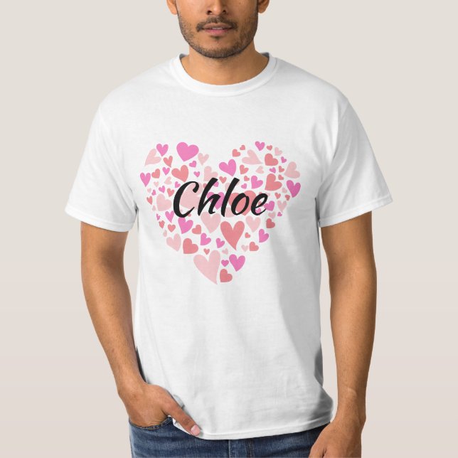 Personal Name with hearts  T-Shirt (Front)