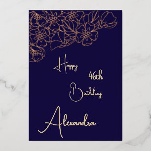 Personal Navy & Gold Named & Aged Birthday Card