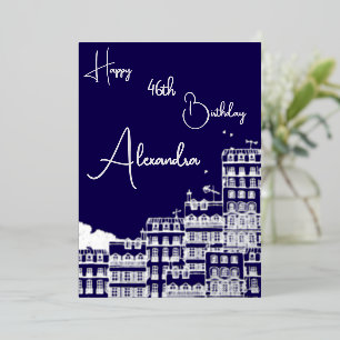 Personal Navy & Silver Named & Aged Birthday Card