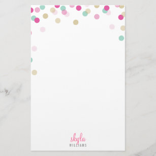 PERSONAL NOTE cute bright confetti pink mint gold Stationery
