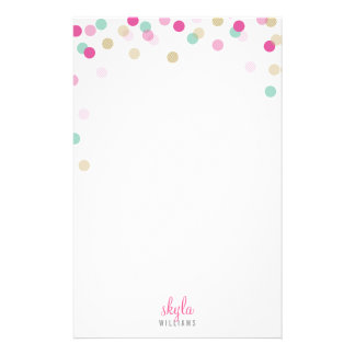 PERSONAL NOTE cute bright confetti pink mint gold Stationery