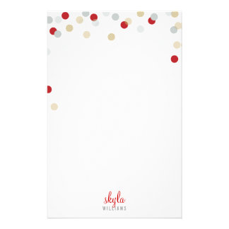 PERSONAL NOTE cute bright confetti red gold silver Stationery