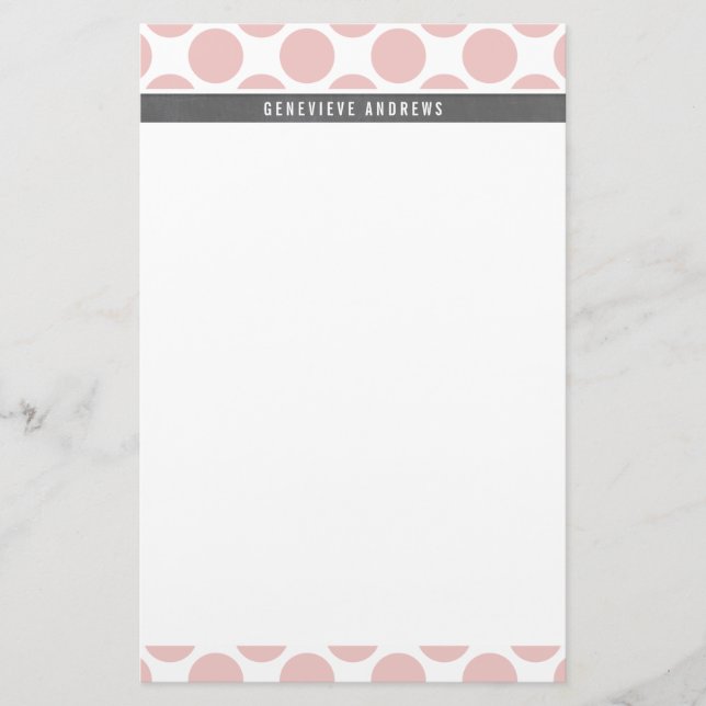 PERSONAL NOTE cute large polka dot baby pink Stationery (Front)