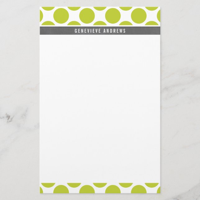 PERSONAL NOTE cute large polka dot bold kiwi green Stationery (Front)