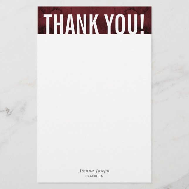 PERSONAL NOTE plain bold block dark red maroon Stationery (Front)