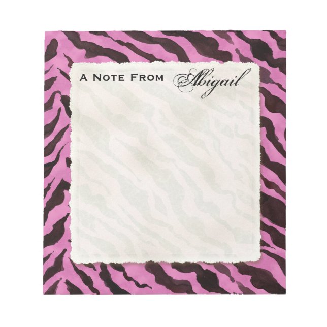 Personal Notes Hot Pink Black Zebra Stripe Print (Front)