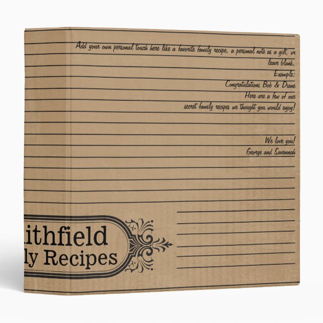 Personal Notes Recipe Binder (Front/Spine)