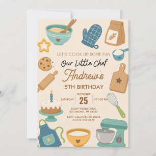 Personal Our Little Chef Cooking Birthday Invitation