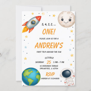 Personal Outer Space First Birthday Invitation