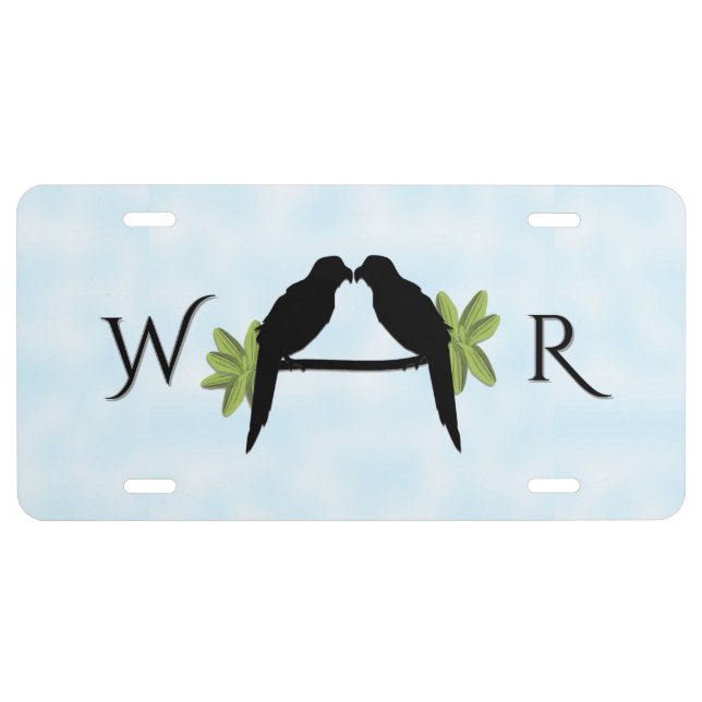 Personal Parrot Love Monogram  License Plate (Front)