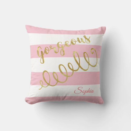 Personal Pastel Pink Teen Girls Modern Bedroom Throw Pillow