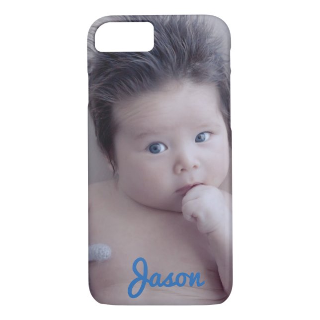 Personal Photo and blue text Case-Mate iPhone Case (Back)