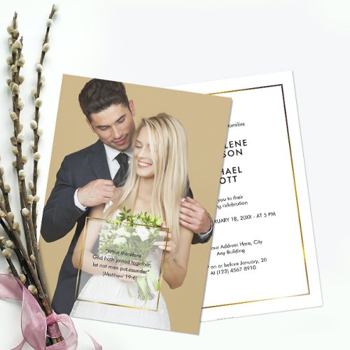 Personal Photo Gold Frame Wedding Invitation