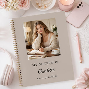 Personal Photo Mocha Taupe Script Journal