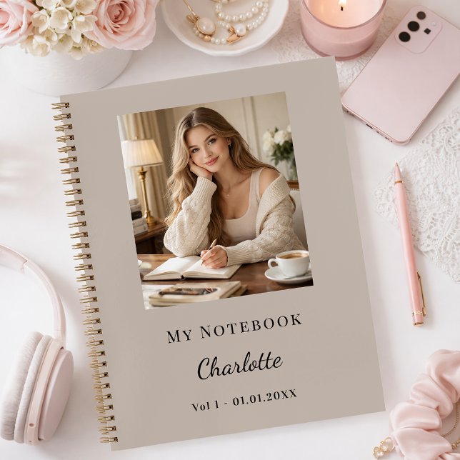 Personal Photo Mocha Taupe Script Journal (Creator Uploaded)