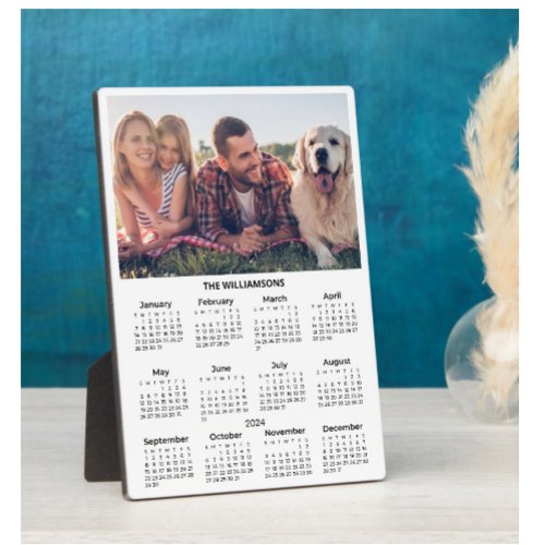 Personal Photo Name with 2024 Calendar Plaque