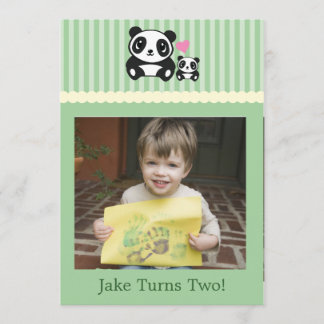 Personal Photo Panda Birthday Invitation - Green