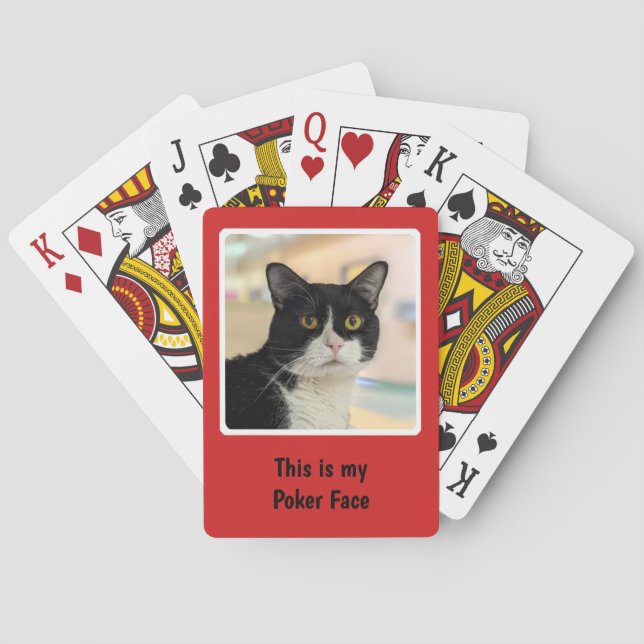 Personal Photo Red Window Frame Poker Cards (Back)