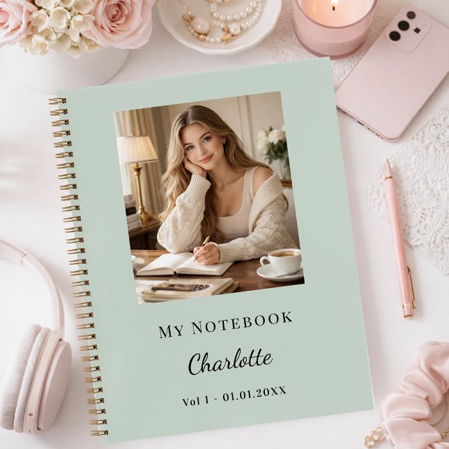 Personal Photo Sage Green Script Journal (Creator Uploaded)