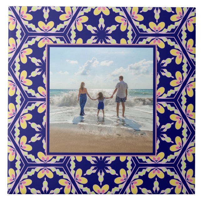 Personal Photo Spanish Mediterranean Style Pattern Ceramic Tile (Front)