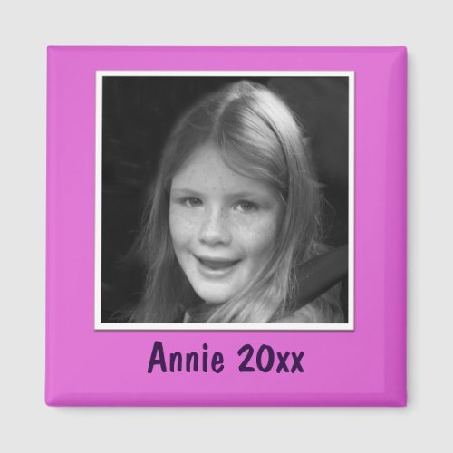 Personal Pink Greeting Custom Photo and Text Magnet