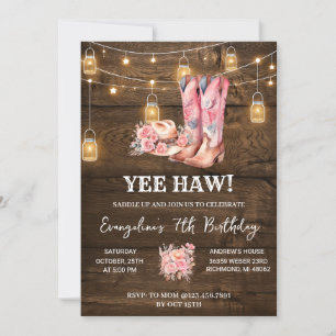 Personal Pink Western Cowgirl Birthday invitation