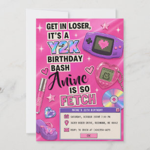 Personal Pink Y2K Birthday Invitation