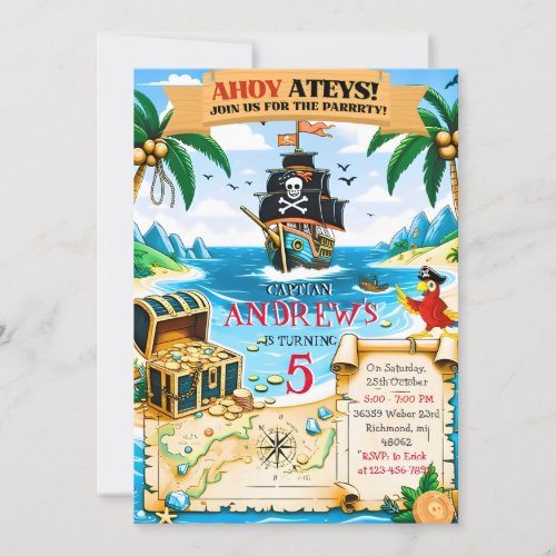 Personal Pirate Birthday Party Invitation Card