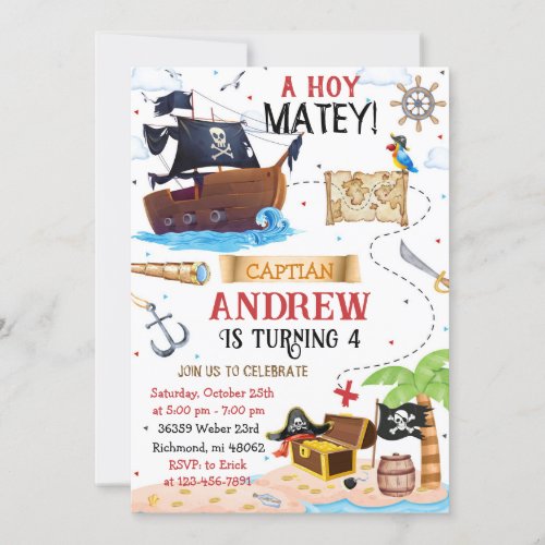 Personal Pirate Birthday Party Invitation Card