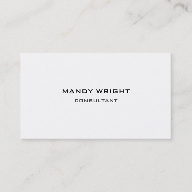 Personal Plain Simple White Attractive Two Sided Business Card (Front)