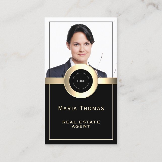 Personal portrait photo and logo  business card (Front)