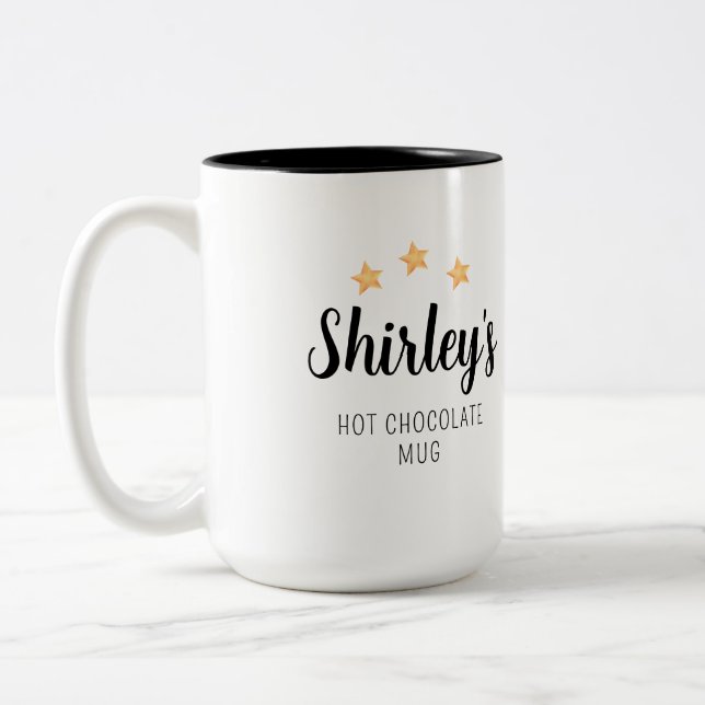 Personal Pretty Floral and Stars Hot Chocolate  Two-Tone Coffee Mug (Left)