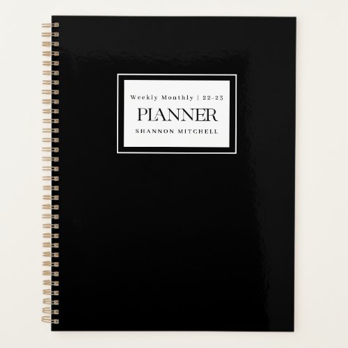 Personal Professional Black White Weekly Monthly Planner