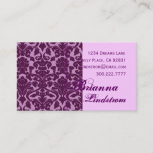Personal PURPLE and PINK Damask Business Card