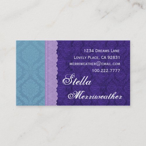 Personal Purple Damask and Lace V26 Business Card Templates