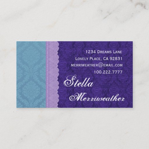 Customizable Personal Purple Damask and Lace V26 Business Card Templates