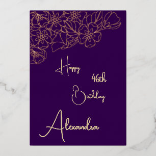 Personal Purple & Gold Named & Aged Birthday Card