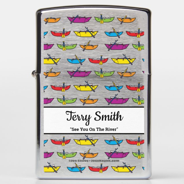 Personal Quote Cataraft Pattern Whitewater Zippo Lighter (Front)