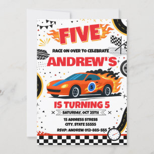 Personal Racecar boy Sports birthday party Invitation