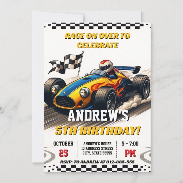 Personal Racing car sport birthday for boys Invitation (Front)