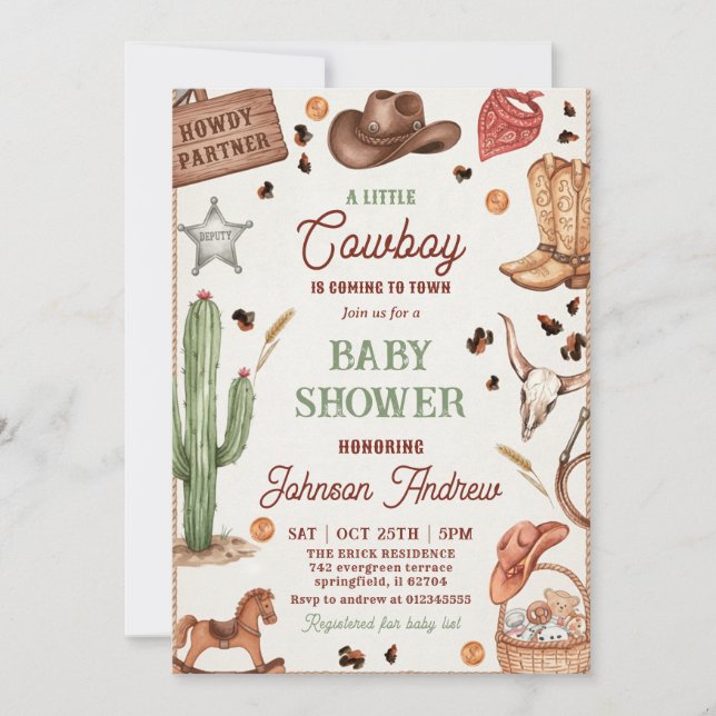 Personal Ranch CowBoy Baby Shower  Invitation (Front)