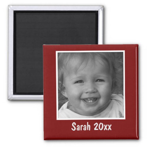 Personal Red Greeting Custom Photo and Text Magnet