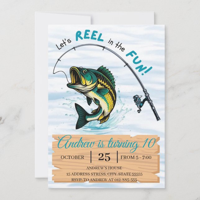 Personal Reel in the Fun | Fishing Birthday Invitation (Front)