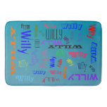 Personal Repeating Name Collage Blue Bath Mat at Zazzle