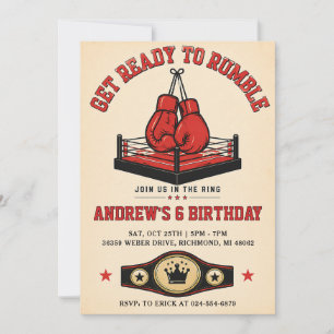 Personal Retro Boxing Birthday Invitation